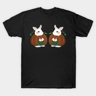 Couple duo Pumpkin Rabbit _ Bunniesmee Halloween Edition T-Shirt